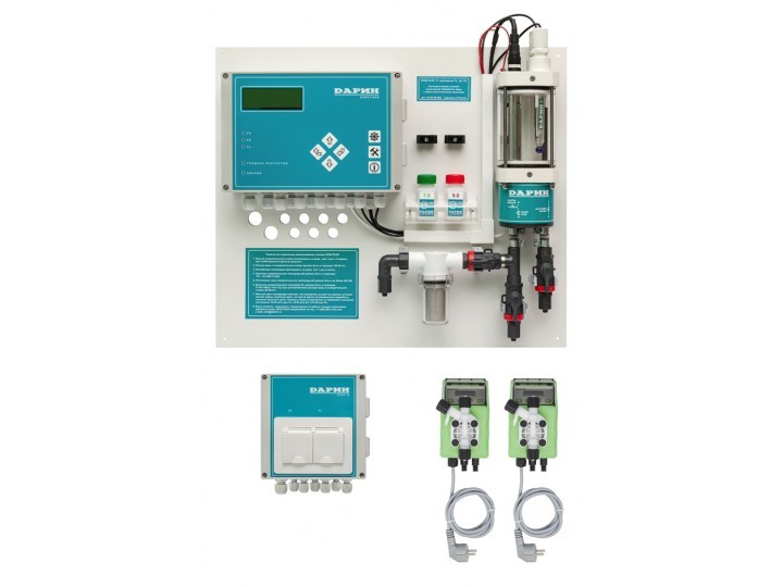 Автоматическая станция дозирования c мембранными насосами Кристалл М Свободный хлор, рН, Redox